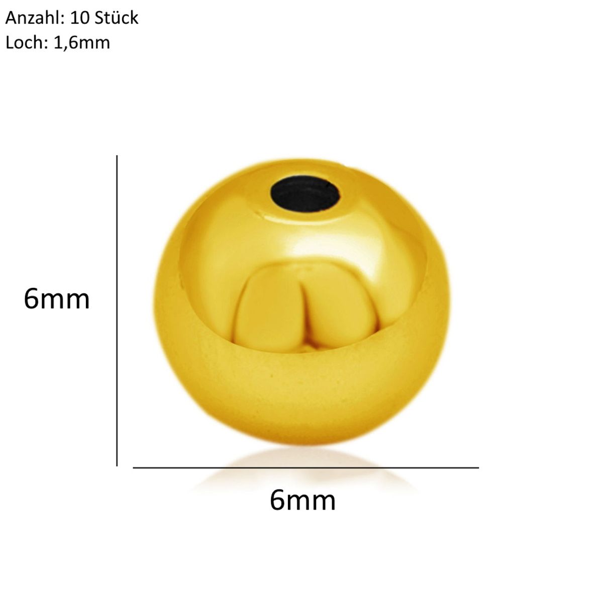 Sadingo Metallperlen | Edelstahl-Perlen, 6mm, 10 Stück Tägliche Deals