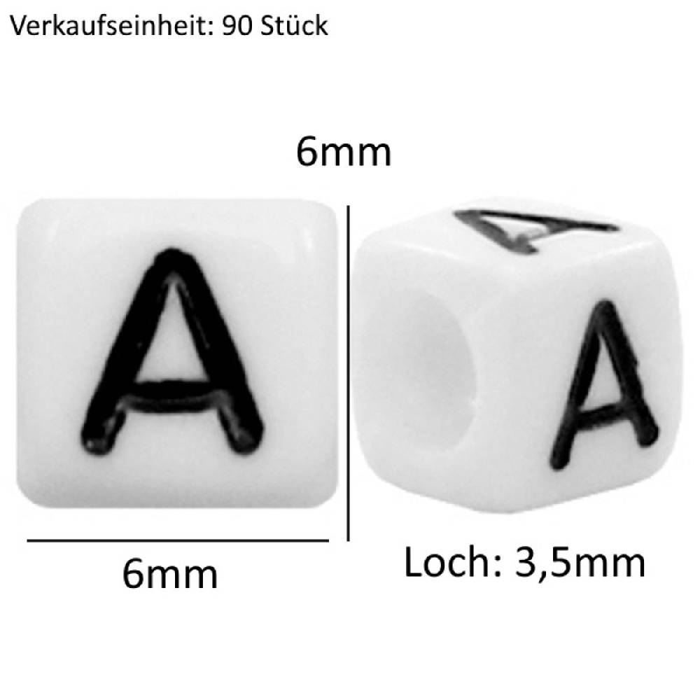 Sadingo Buchstabenperlen | 90 Stk. 6x6mm, eckige Perlen Tiefpreis