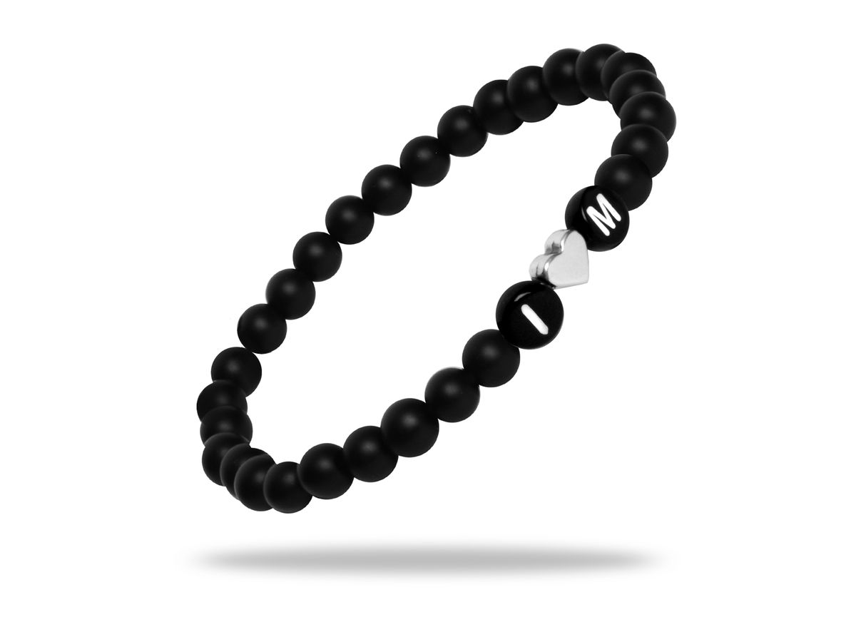 Sadingo Partnerarmband Set "ISLAND" aus schwarzen Natursteinperlen Fabrikverkauf