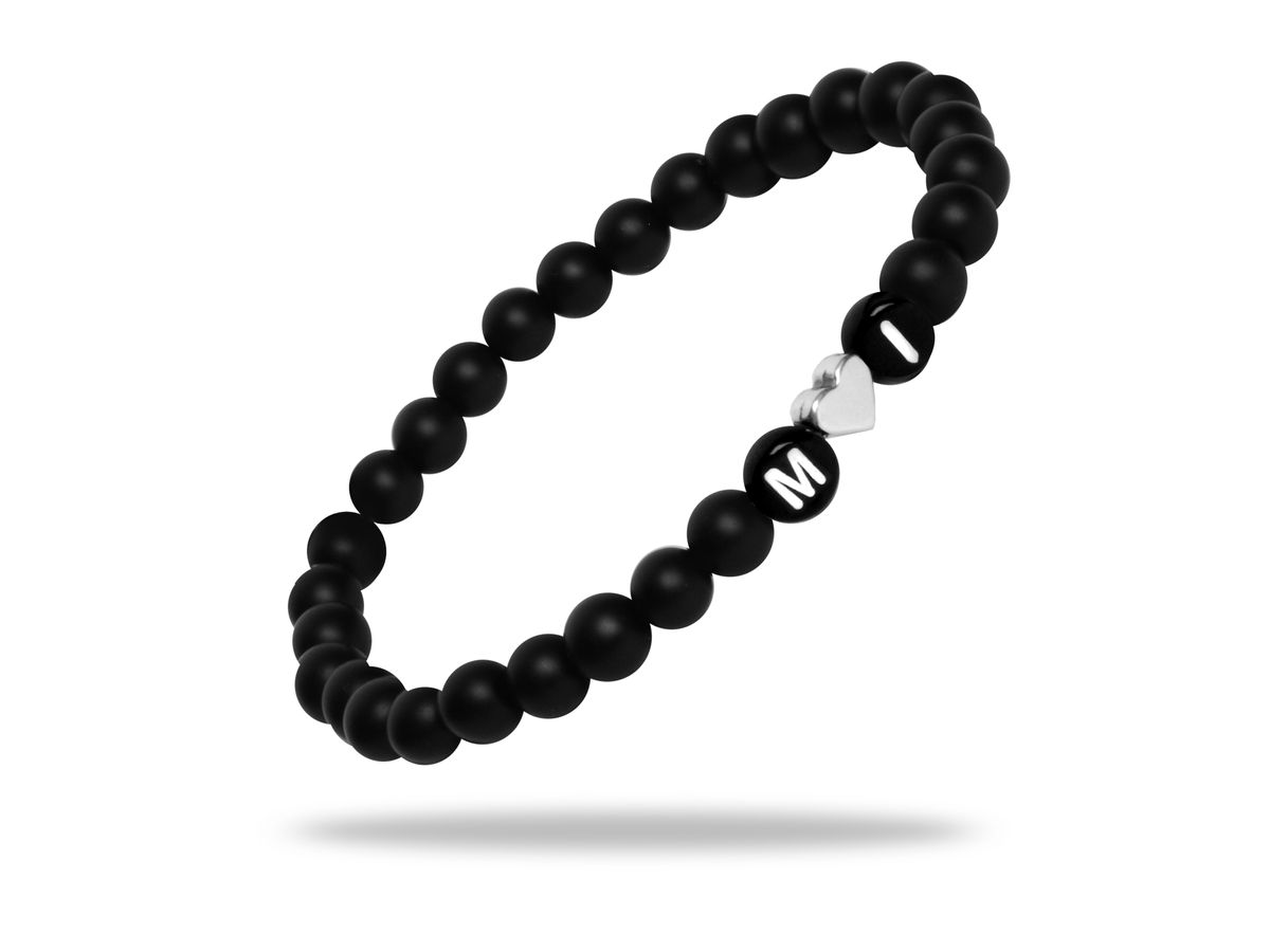 Sadingo Partnerarmband Set "ISLAND" aus schwarzen Natursteinperlen Fabrikverkauf