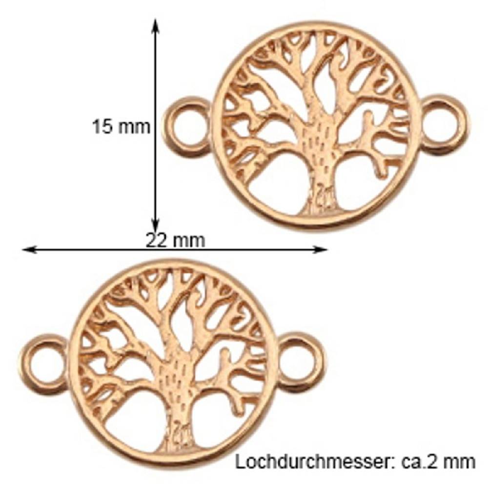 Sadingo Schmuckverbinder Lebensbaum | 3 Stk. - 22x15 mm Preisnachlass
