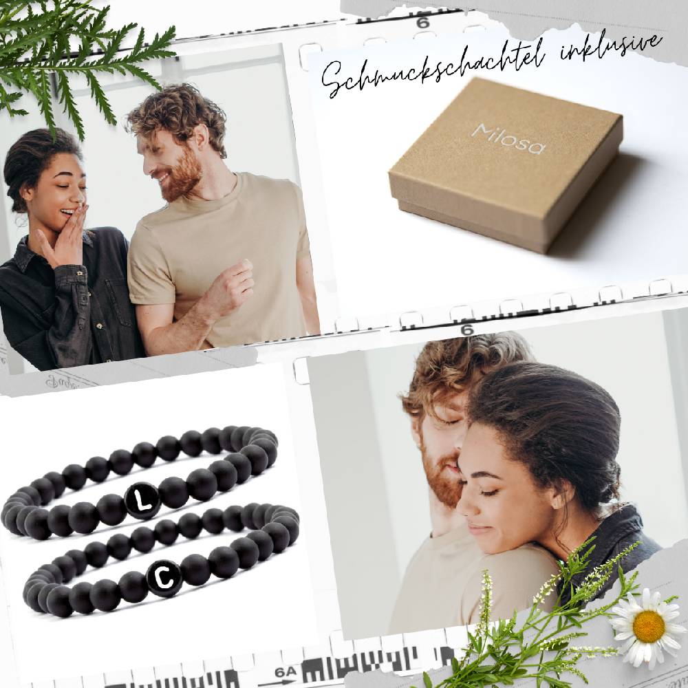 Sadingo Partnerarmband-Set aus schwarzen Acrylperlen Weihnachtsangebot