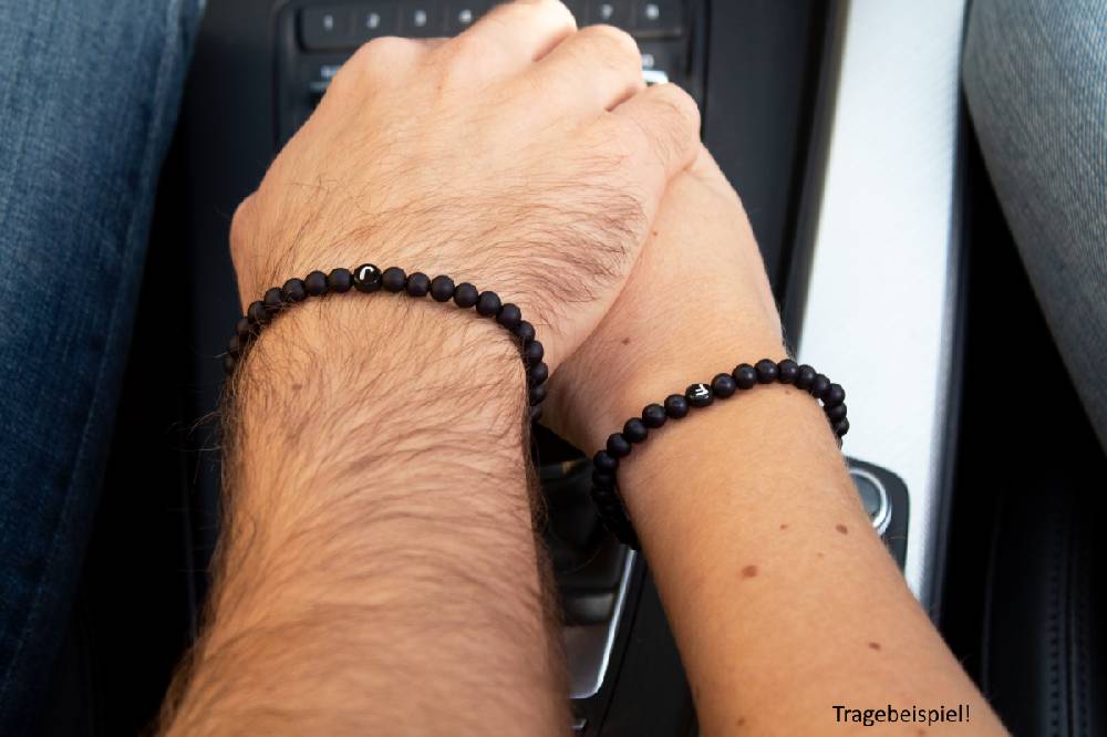 Sadingo Partnerarmband-Set aus schwarzen Acrylperlen Weihnachtsangebot