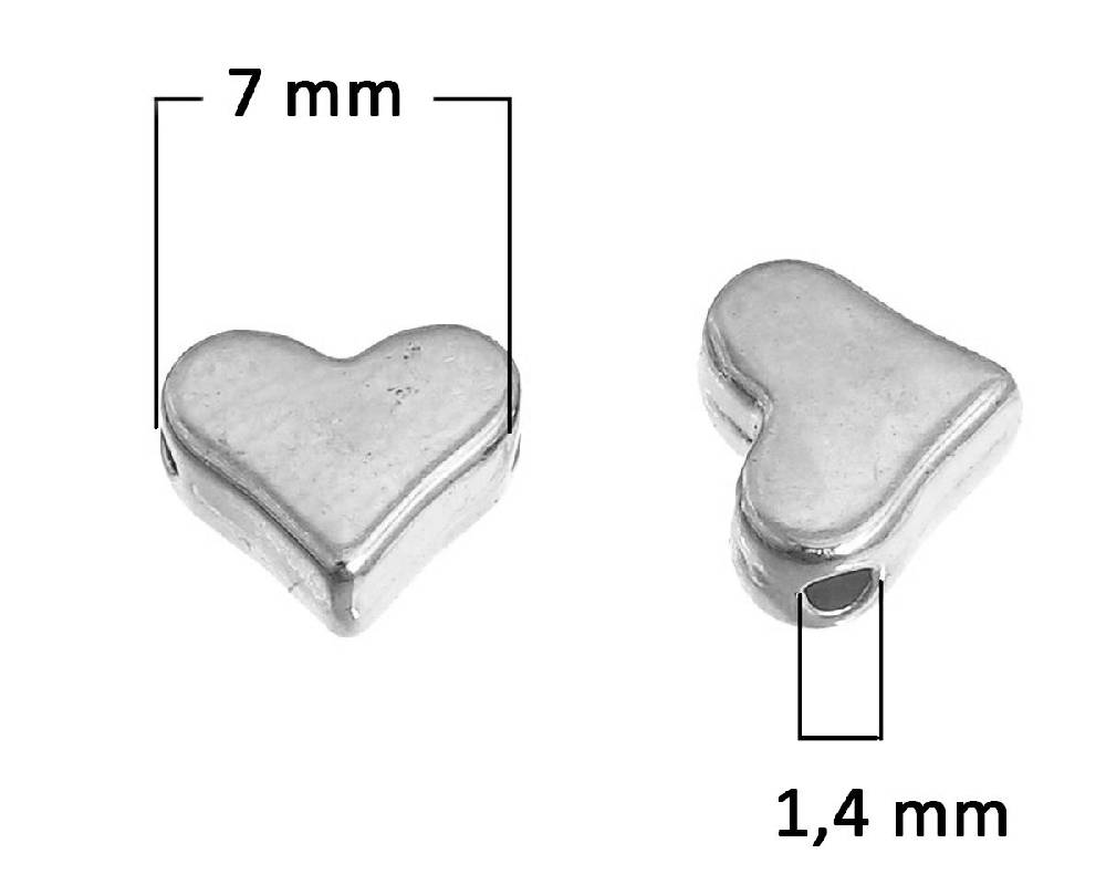 Sadingo Metallperlen Herz in silber, versilbert, 7x6mm, 20 Stück Neuheiten