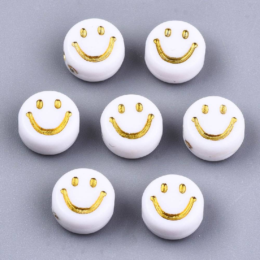 Sadingo Acrylperlen Smiley | 100 Stück, 7mm Räumungsverkauf