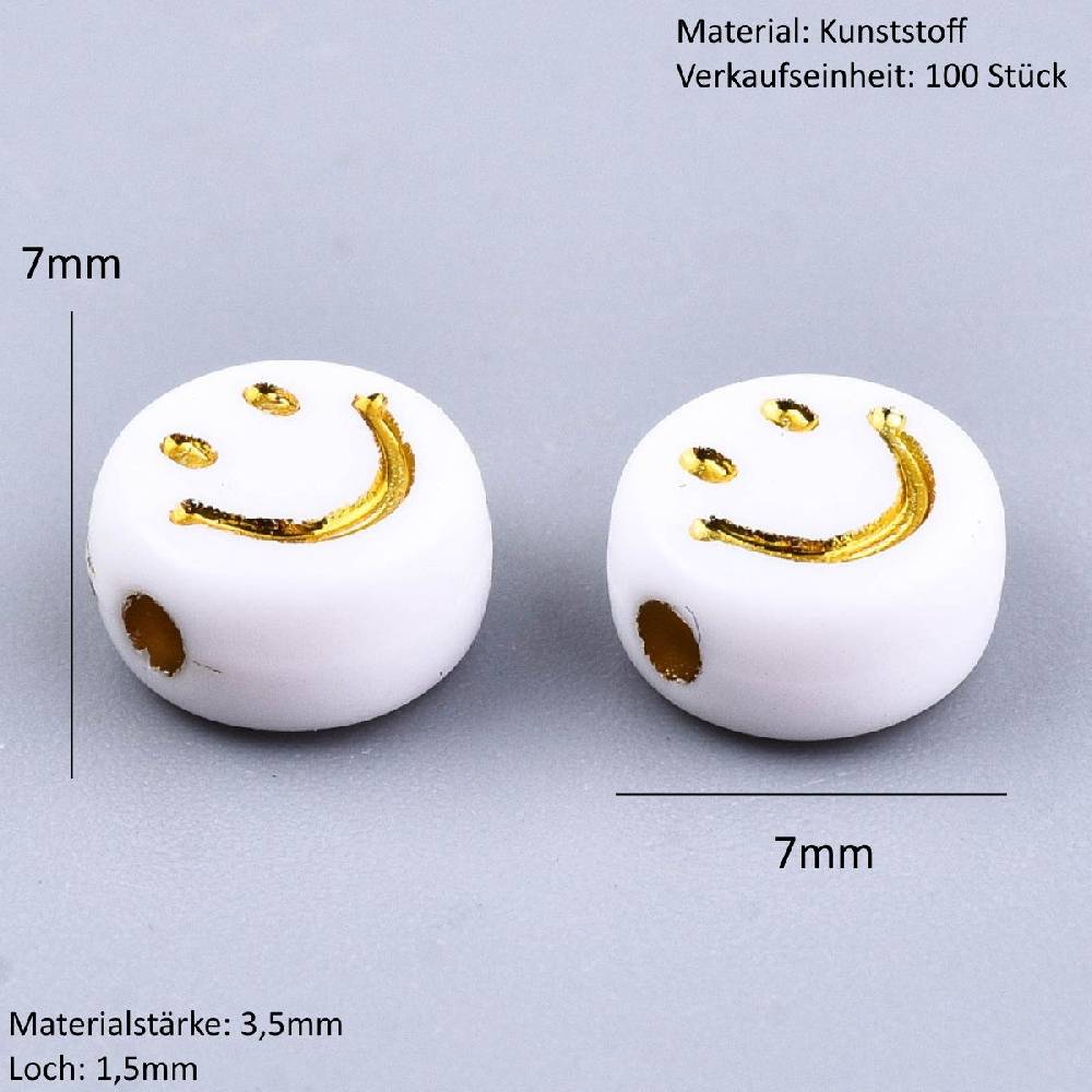 Sadingo Acrylperlen Smiley | 100 Stück, 7mm Räumungsverkauf