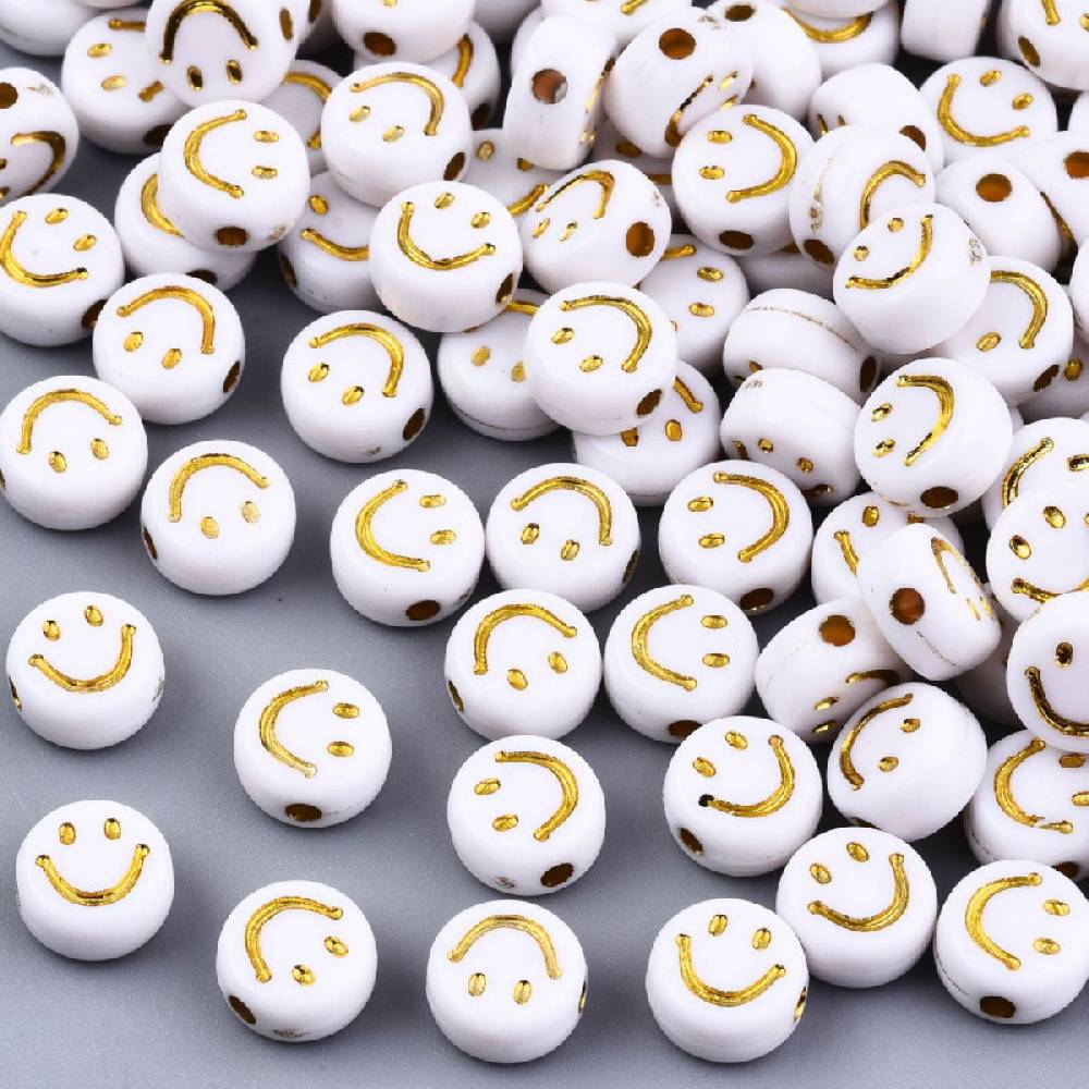 Sadingo Acrylperlen Smiley | 100 Stück, 7mm Räumungsverkauf
