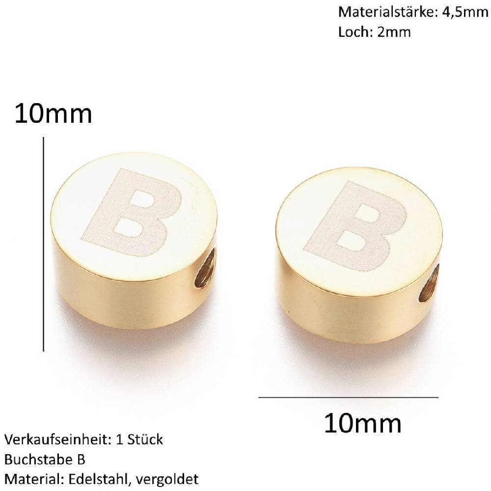 Sadingo Buchstabenperlen aus Edelstahl in Gold Kauf eins, bekomm eins gratis
