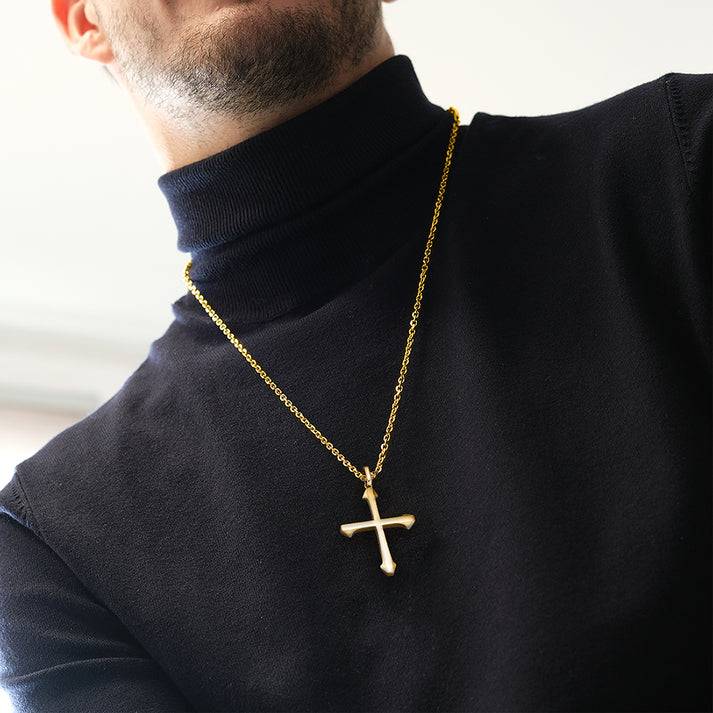 Save Brave Goldene Ankerkette Isaac mit Anhänger Kreuz Wochenangebot