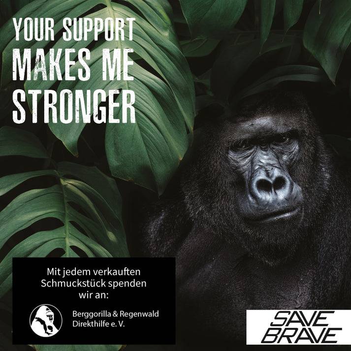 Save Brave Stretcharmband Rano aus Tigeraugen- & Lavasteinperlen mit Gorillakopf Im Verkauf