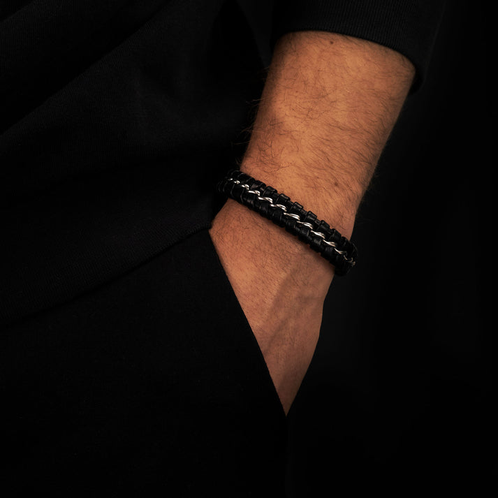 Save Brave Armband Lima aus geflochtenem Leder & Edelstahl Blitzverkäufe