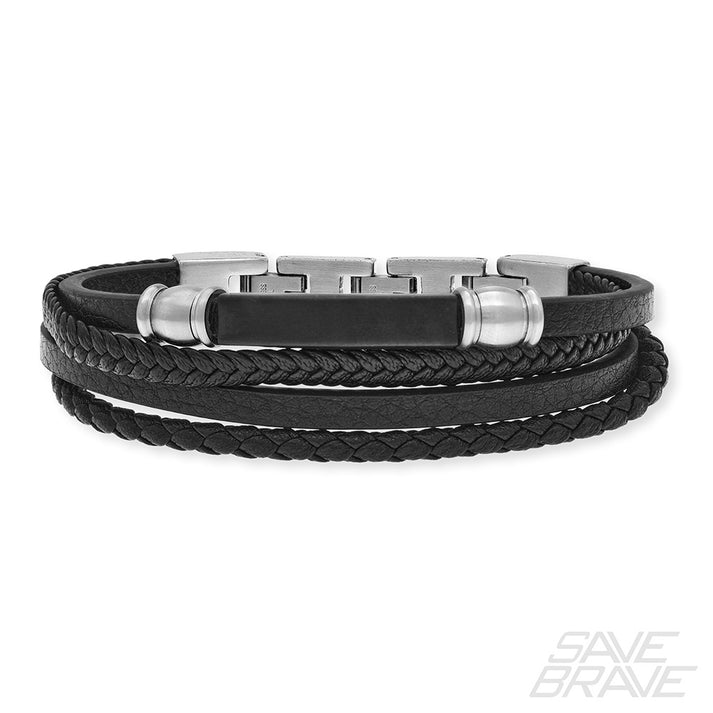 Save Brave Lederarmband Felix mit Edelstahl Limitierter Zeitrabatt