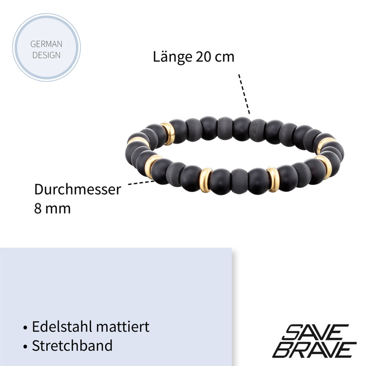 Save Brave Perlenarmband Russell mit Carbon & Edelstahl Black Friday