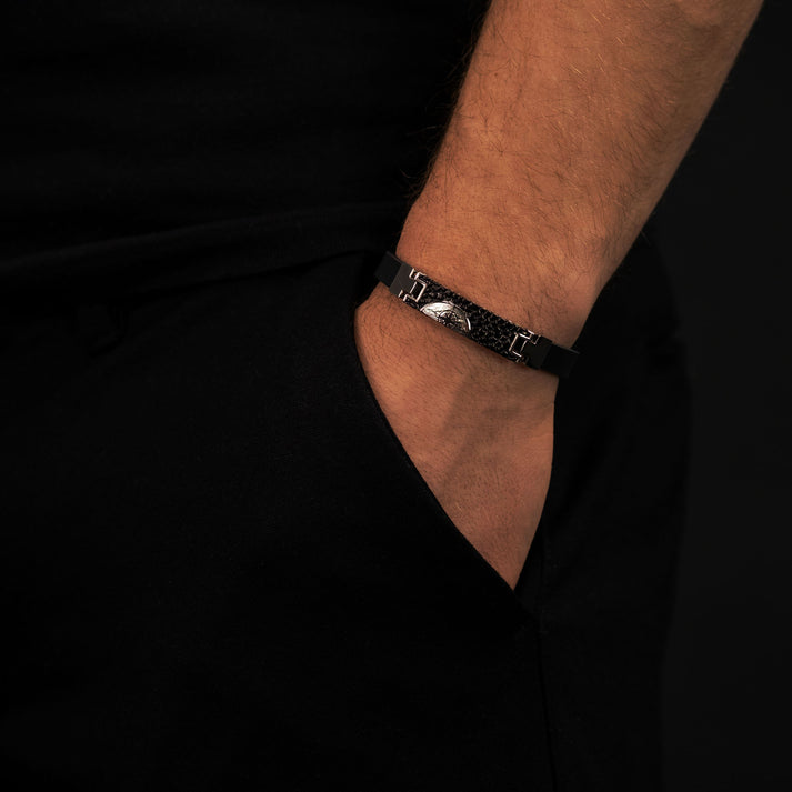 Save Brave Armband Havanna BK aus Kautschuk & Edelstahl Valentinstagsangebot