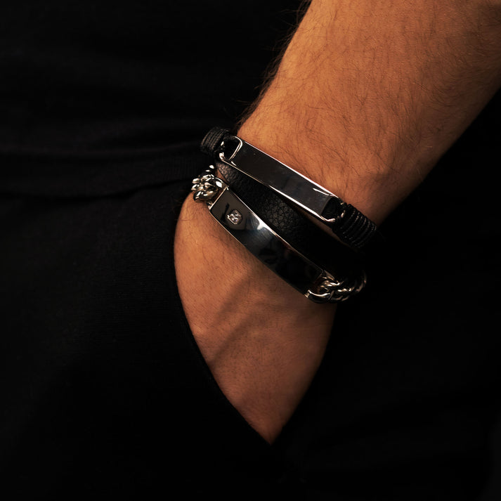 Save Brave Doppeltes Lederarmband Mason mit Edelstahl Tiefpreis