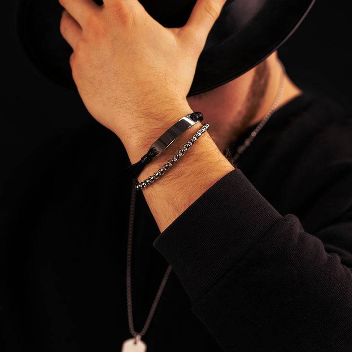 Save Brave Doppeltes Armband Oliver aus Edelstahl & Leder Nur für heute