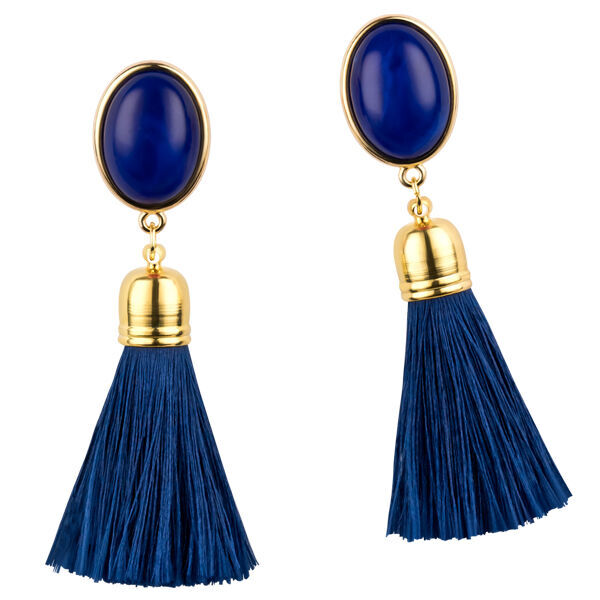 SchwesterSchwester Quasten Ohrringe als Ohrclips in Dunkelblau mit marineblauer Quaste von AmuseToi Fabrikpreis