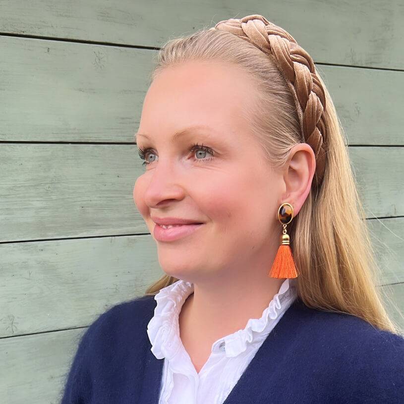 SchwesterSchwester Quasten Ohrringe als Ohrstecker in Schildpatt mit Quaste in Orange von AmuseToi Clearance-Verkauf