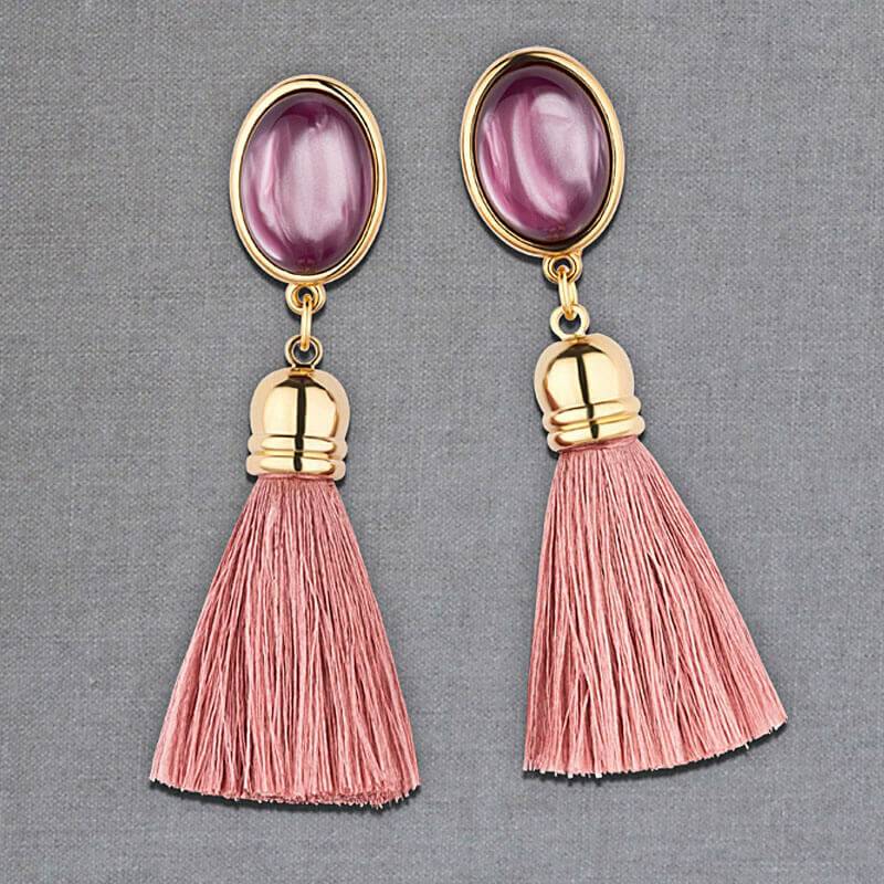 SchwesterSchwester Quasten Ohrringe als Ohrstecker in Amethyst mit Quaste in Puderrosa von AmuseToi Angebote