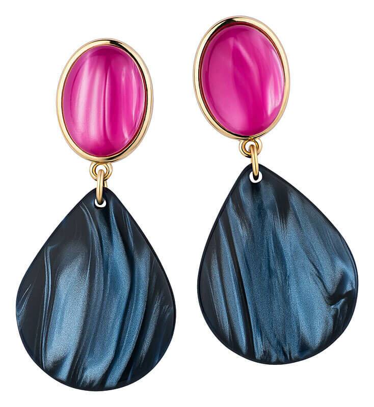 SchwesterSchwester Pinke Ohrstecker mit dunkelblauen Tropfen von AmuseToi Online Shopping