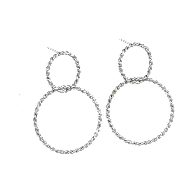 SchwesterSchwester Rhodinierte Ohrstecker aus zwei verschlungenen Ringen in Seiloptik Heißer Verkauf