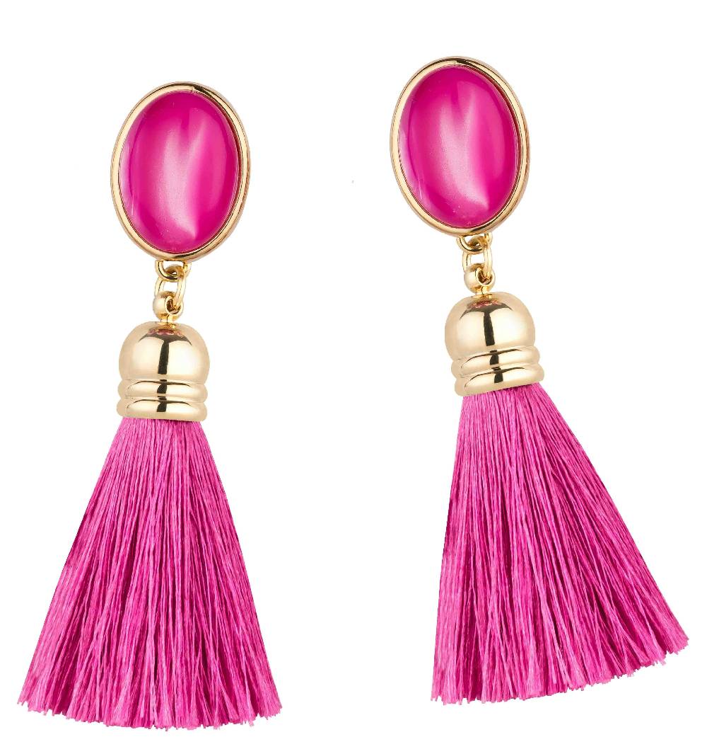 SchwesterSchwester Pinkfarbene Ohrstecker mit schönen seidigen Quasten Neueste Mode