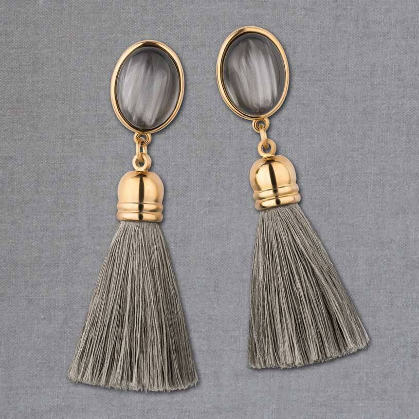 SchwesterSchwester Vergoldete Quasten Ohrringe als Ohrstecker in Grau von AmuseToi Online Outlet