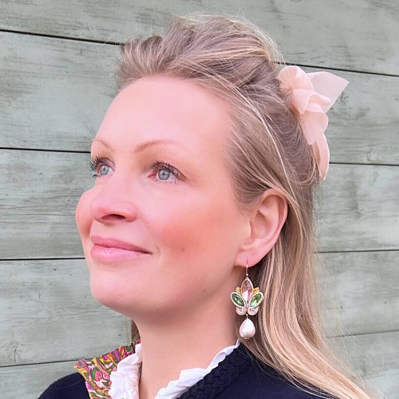 SchwesterSchwester Schöne Soutache-Ohrhänger in Rosa und Grün mit Baumwolltropfen VIP-Rabatte
