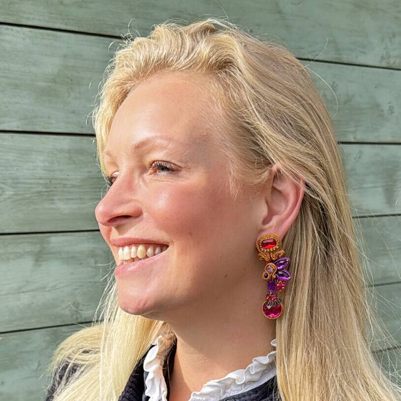 SchwesterSchwester Vorbestellbar - Dekorative Soutache-Ohrstecker in Orange und Pink Letzte 2 Tage