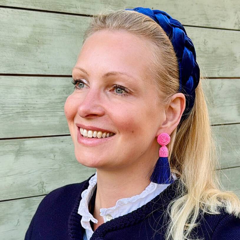 SchwesterSchwester Set aus rosa-dunkelblauen Perlen-Quastenohrringen und Samt-Haarreif in Dunkelblau Super Rabatt