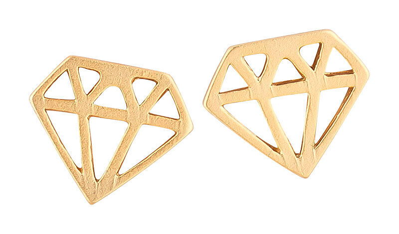 SchwesterSchwester Vergoldeter kleiner Ohrstecker in Diamantform Speichern exportieren