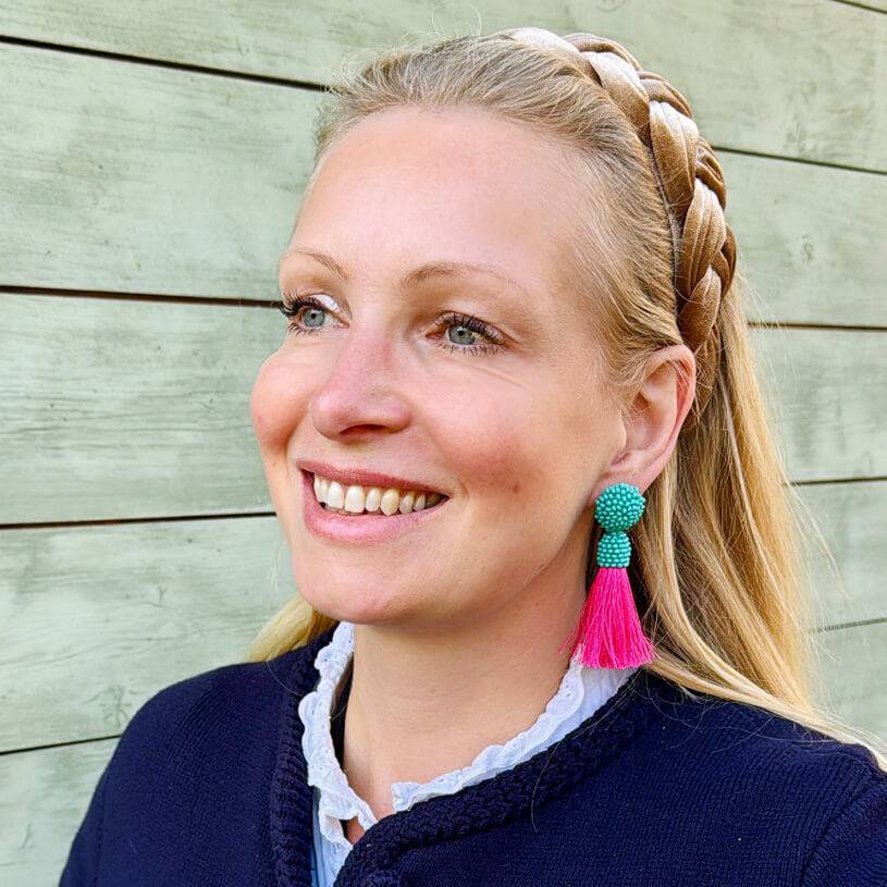 SchwesterSchwester Farbenfrohe Perlen-Quastenohrringe in Türkis und Pink Günstig kaufen