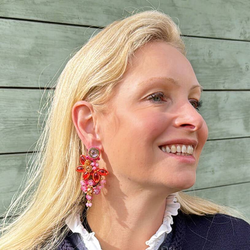 SchwesterSchwester Vorbestellbar - Große Soutache-Ohrringe in Pink, Rosa und Orange Flash Sale
