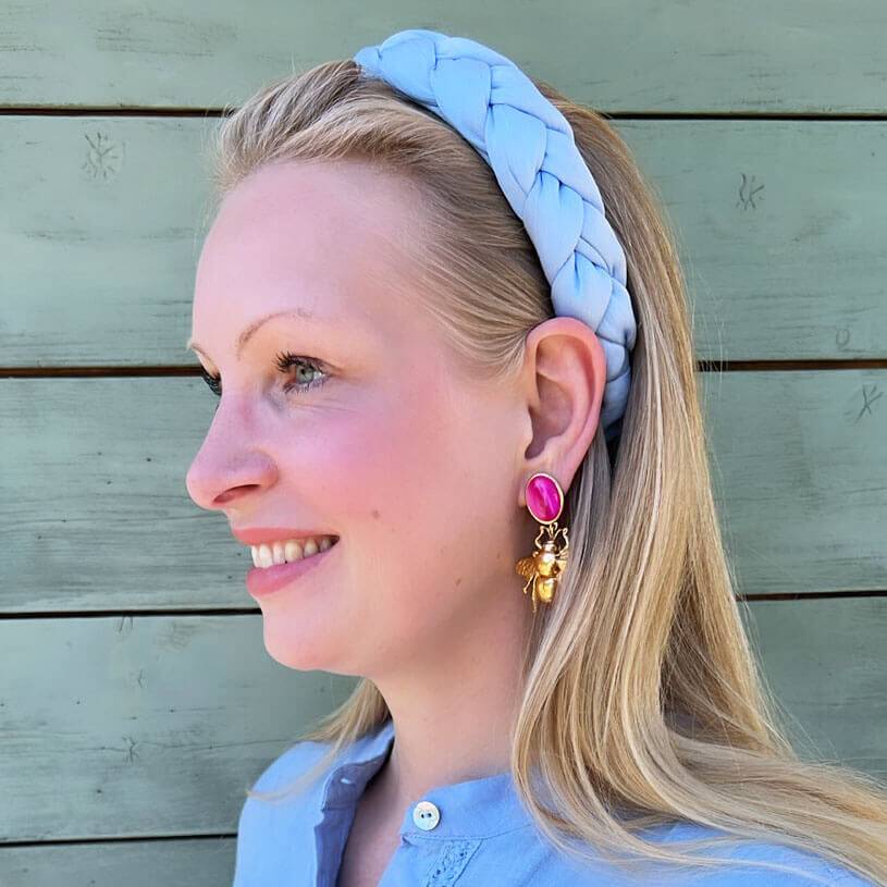 SchwesterSchwester Pinke Ohrstecker mit vergoldeter Hummel von AmuseToi Exklusive Angebote