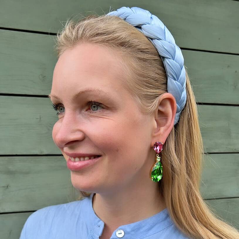 SchwesterSchwester Funkelnde Ohrstecker mit Glas-Kristallen in Grün und Rosa Saisonale Angebote