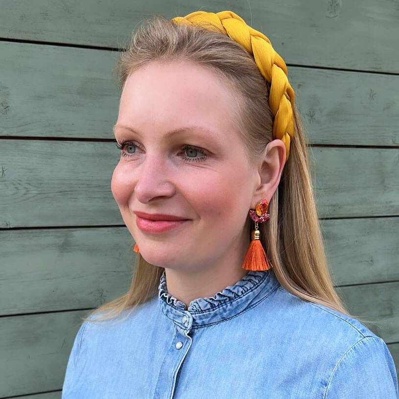SchwesterSchwester Glitzernde Ohrstecker mit Glas-Kristallen in Pink und Orange mit edler Quaste Kauf eins, bekomm eins gratis