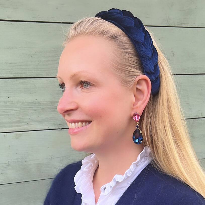 SchwesterSchwester Funkelnde Ohrstecker mit Glas-Kristallen in Pink und Dunkelblau Neueste Stile