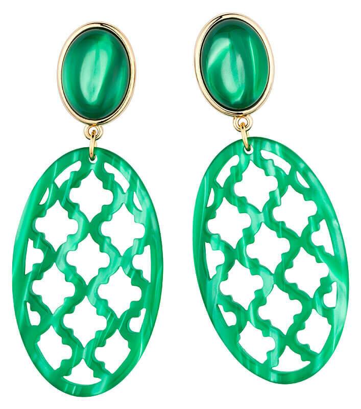 SchwesterSchwester Vergoldete Ohrstecker in schimmerndem Dunkelgrün mit schönem Oval im Marrakesch-Stil von AmuseToi Sonderangebot