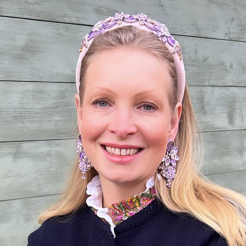 SchwesterSchwester Große Soutache-Ohrringe in Flieder und Champagner Super Sparpreis