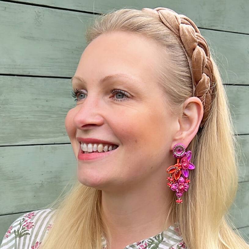 SchwesterSchwester Große Soutache-Ohrringe in Pink, Orange und Violett Blitzverkäufe