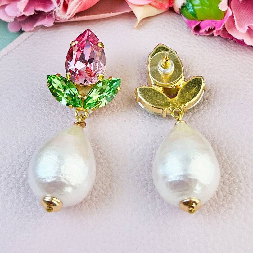 SchwesterSchwester Funkelnde Ohrstecker in Rosa und Grün mit federleichten Baumwolltropfen Discount Store für neue Produkte
