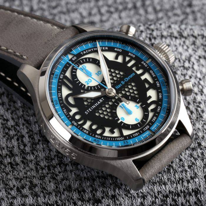 Steinhart NAV.B-CHRONO 42 SKELETON blue Limitierter Zeitrabatt