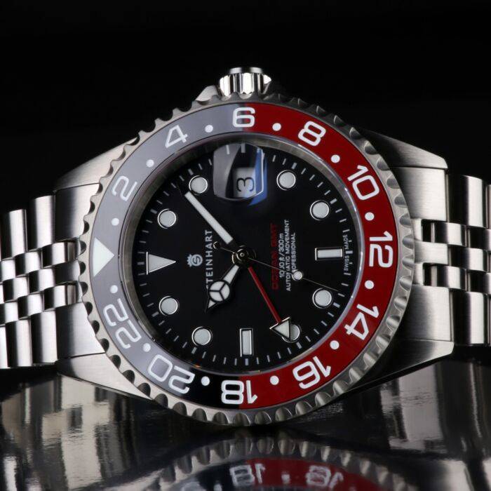 Steinhart Ocean One GMT BLACK-RED. 2 Ceramic Taucheruhr Super Sparpreis
